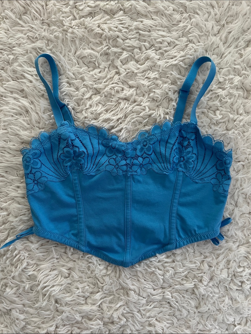 Colsie Blue Corset Bralette Sz Medium Party Festival